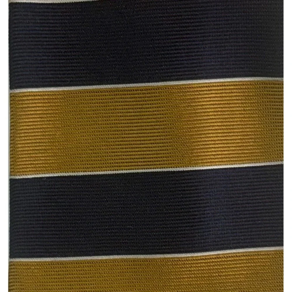 Brooks Brothers Tie Mens One Size Navy Gold Striped Silk Makers Hand Made‎ USA